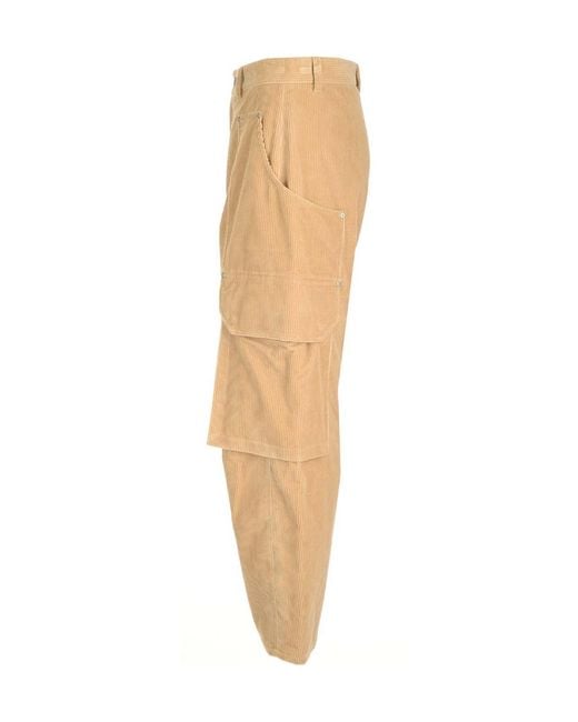 Palm Angels Natural Carrot Fit Corduroy Cargo Pants for men