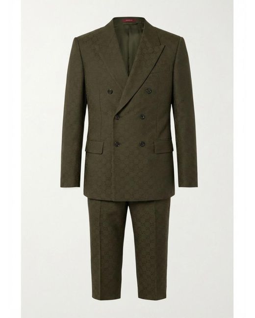 Gucci Green Gg Wool Jacquard Suit for men