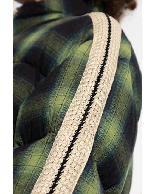 Palm Angels Green Checked Down Jacket