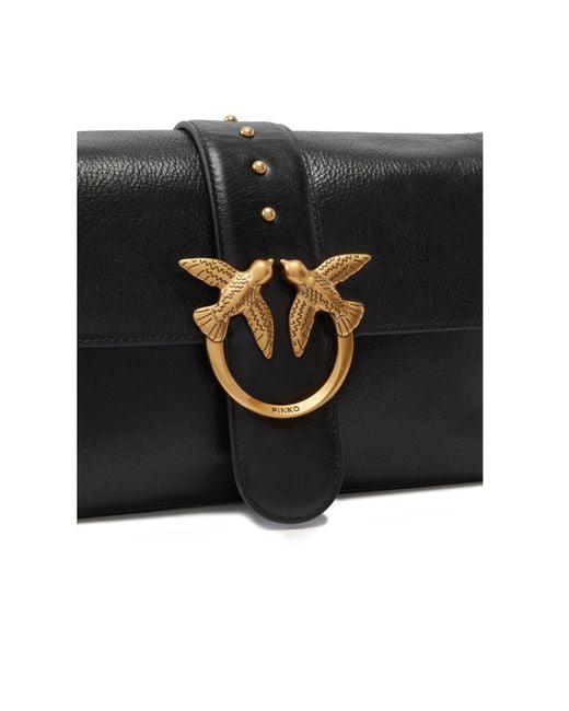 Pinko Black Love One Logo Plaque Shoulder Bag
