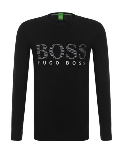 Boss Black T-Shirt With Round Neck And Long Sleeves for men