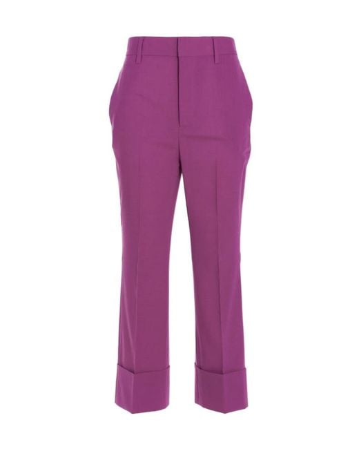DSquared² Purple Pleated Wide-Leg Trousers