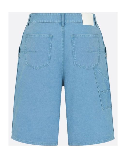 Dior Blue Homme Logo Embroidered Bermuda Shorts for men