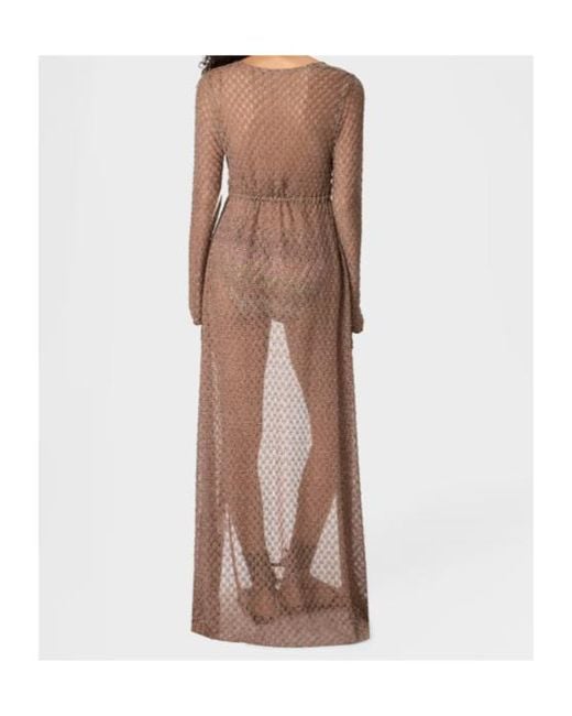 Missoni Brown Spiderweb Motif Lamé Long Cardigan