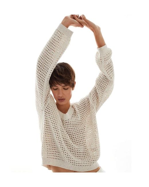 Brunello Cucinelli White V-Neck Knitted Jumper