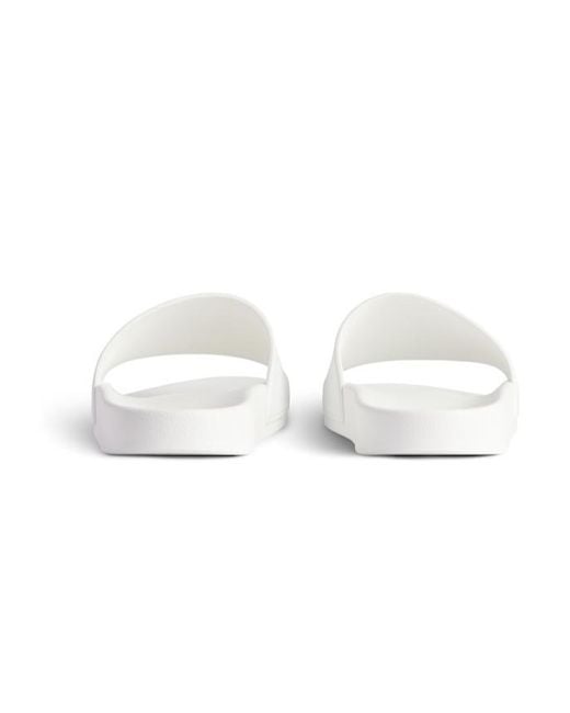 Balenciaga White Bb Logo Pool Slide Sandals for men