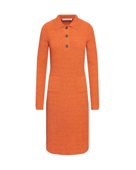 Acne Orange Polo Neck Dress