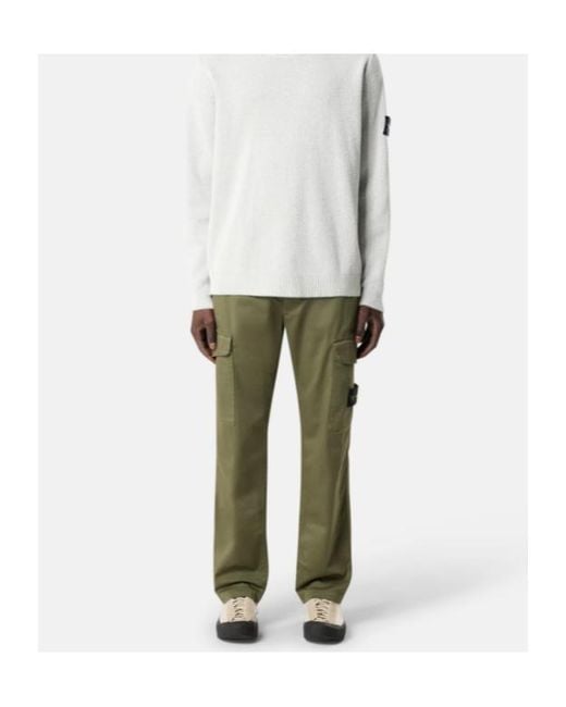Stone Island Green Logo Patch Pocket Detail Pants for men