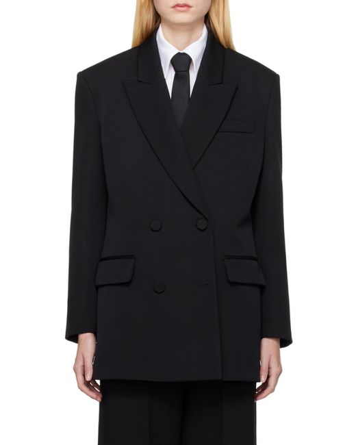 Valentino Black Double-Breasted Long-Sleeved Blazer