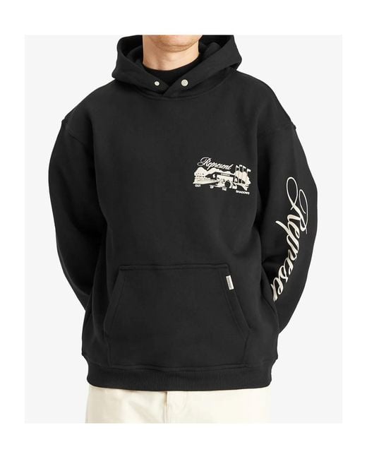 Represent Black Snap-Button Hooded Sweatshirt for men