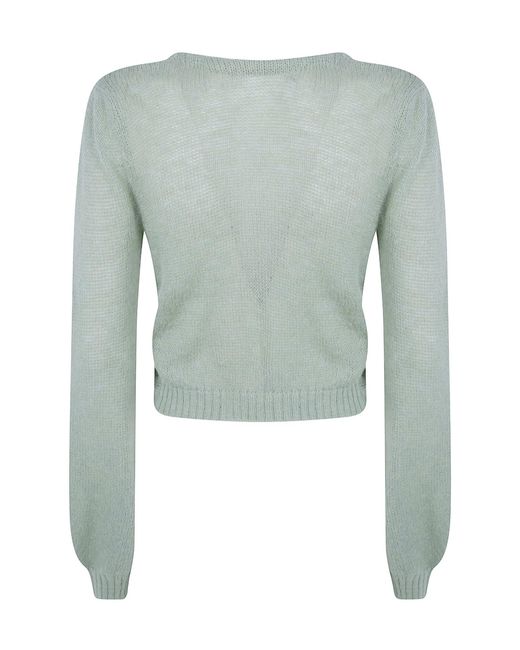Twinset Green Solid-Color Double-Knit Top