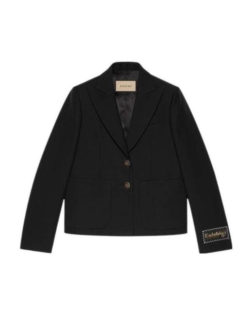 Gucci Black Patch Detail Single-Breasted Blazer