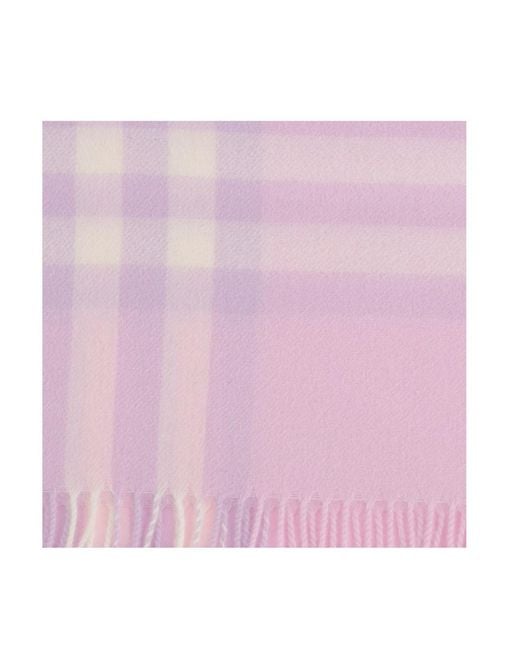Burberry Pink Checked Fringed-Edge Scarf