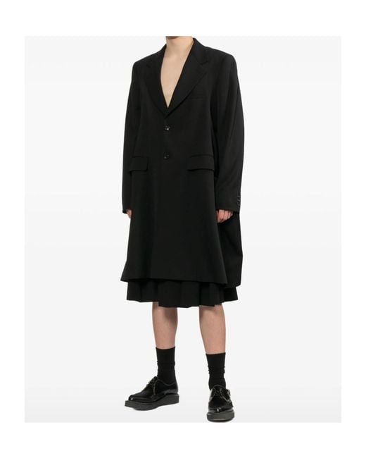Comme des Garçons Black Single-Breasted Wool Coat for men
