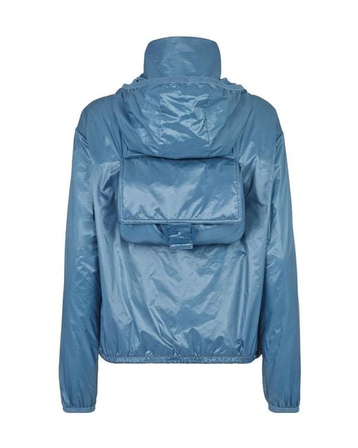 Fendi Blue High-Necked Hooded Jacket