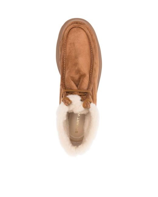 Stuart Weitzman Brown Hudson Shearling Chukka Boots