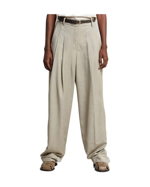 Frankie Shop Gray Gelsa Pleated Wide-Leg Pants