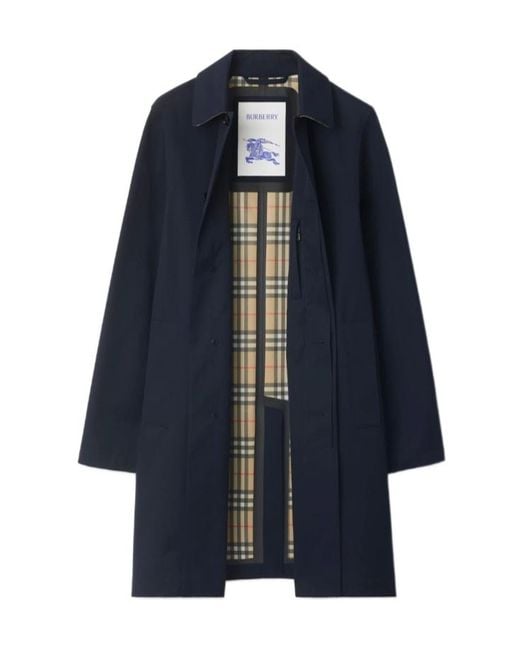 Burberry Blue Long Sleeved Button-Up Coat for men