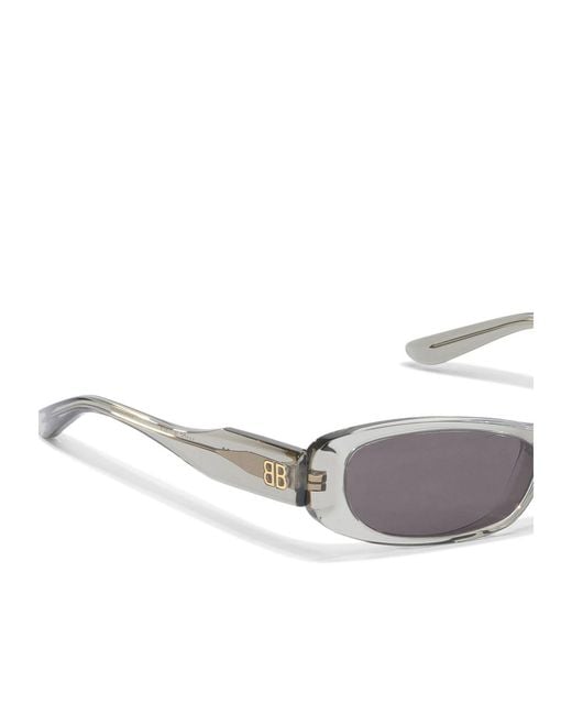 Balenciaga White Nova Oval Sunglasses