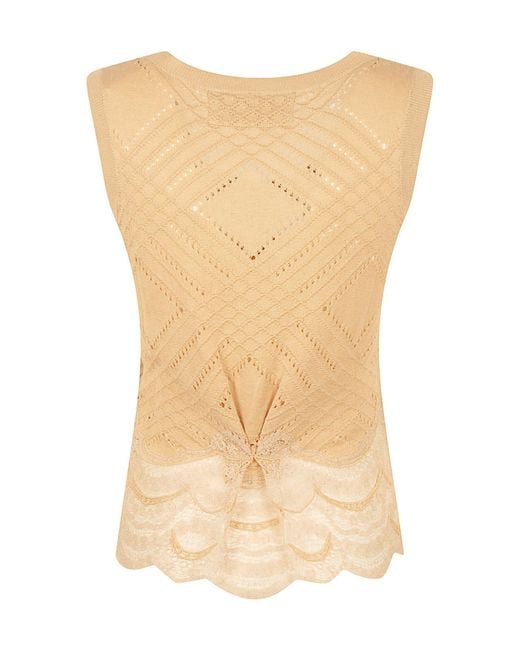 Ermanno Scervino Natural Lace Trim Knitted Top