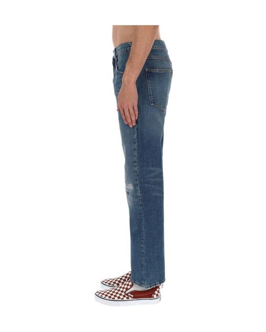 AMISH Blue James Distressed Straight-Leg Jeans for men