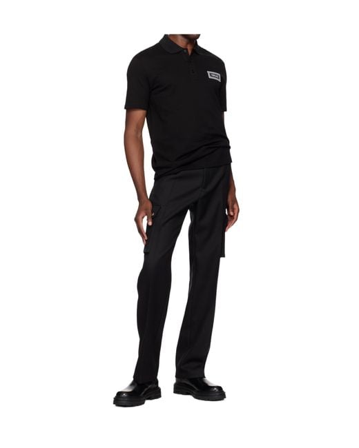 Versace Black Logo-Embroidered Polo Shirt for men