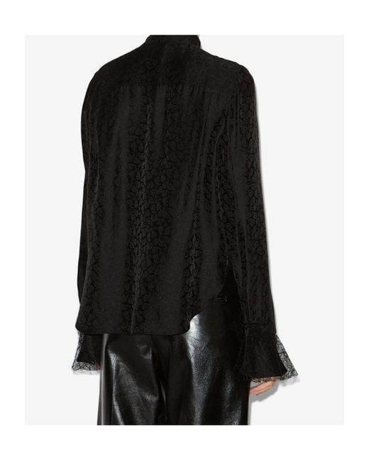 Isabel Marant Black Scarf Detail Long-Sleeve Top