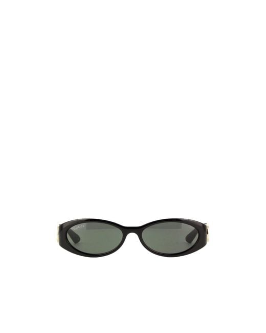 Gucci White Eyewear Oval-Frame Sunglasses