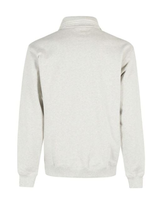Drole de Monsieur White Polo-Neck Cotton Sweatshirt for men
