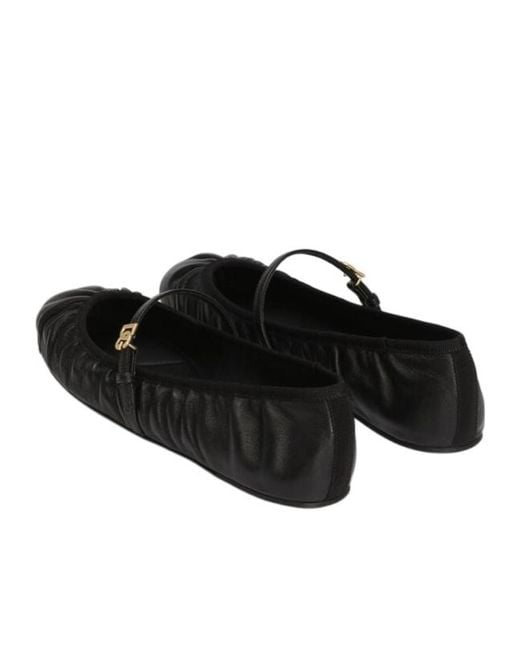 Dolce & Gabbana Black Dg Logo Plaque Ballet Flats