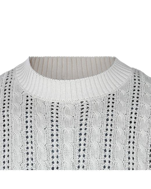 Eleventy White Open-Knit Sweater for men