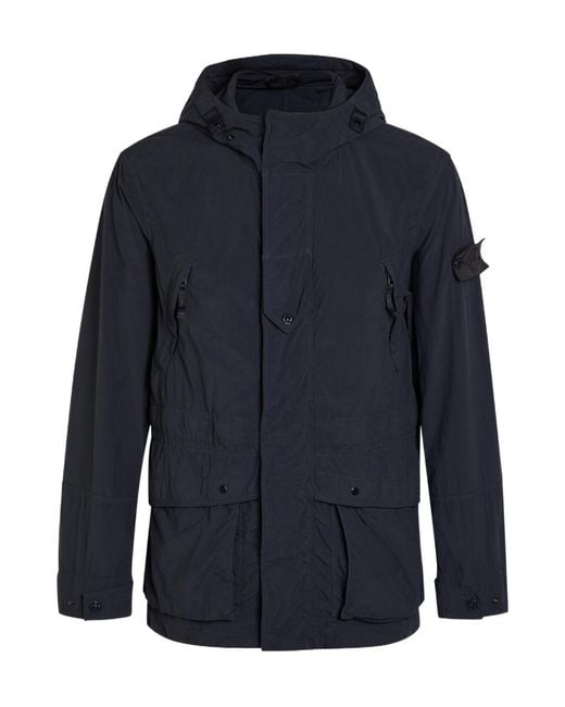 Stone Island Blue Ghost Hooded Nylon Parka Jacket for men