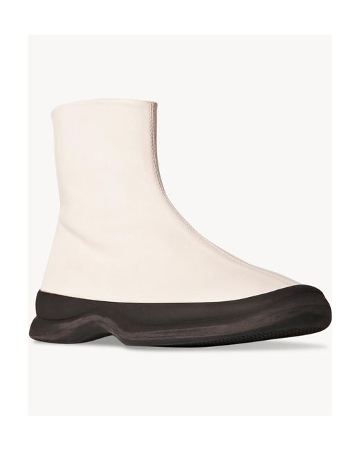 The Row Natural Logo Square-Toed Short Boots