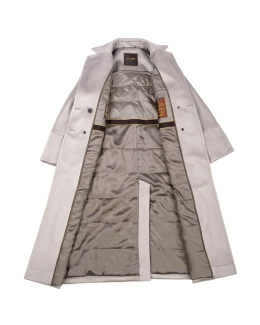 Moorer Gray Double-Breasted Long Coat