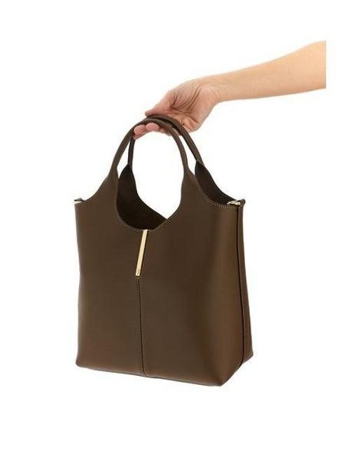 Tod's Brown Logo Engraved Small Shopper Bag