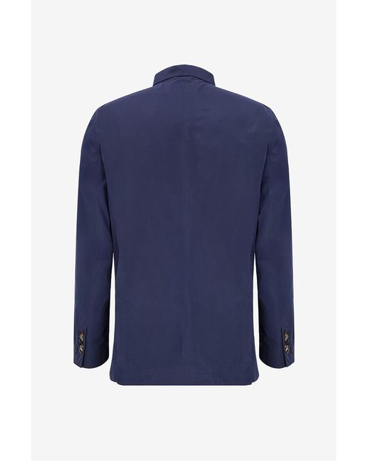 Brunello Cucinelli Blue Collared Long-Sleeved Casual Jacket for men