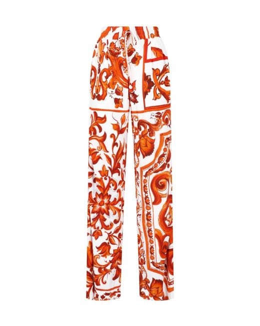 Dolce & Gabbana Red Drawstring Casual Pants