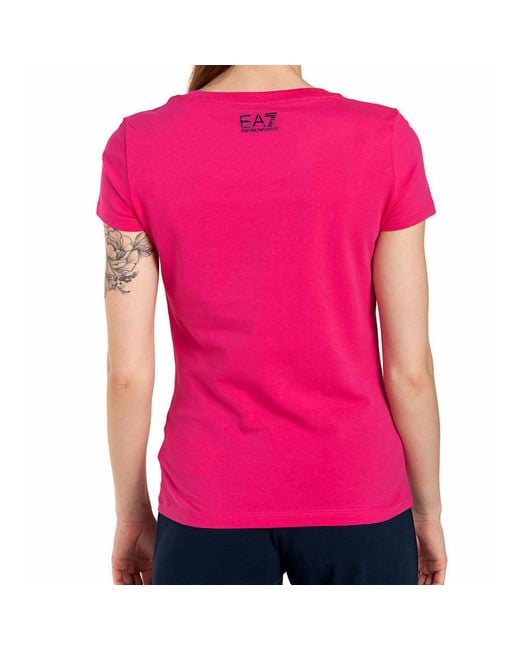 EA7 Pink T-Shirt With Round Neck And Short Sleeves