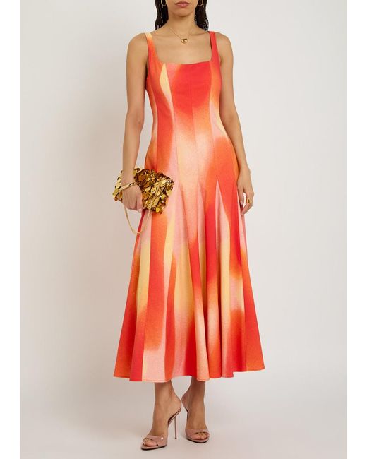 Jonathan Simkhai Orange Printed Cotton-Blend Midi Dress
