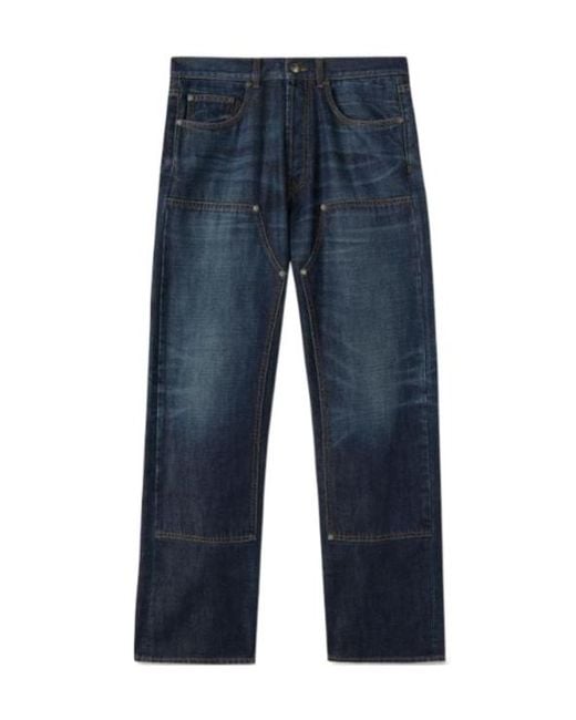 Palm Angels Blue Monogram-Embroidered High Waist Jeans for men