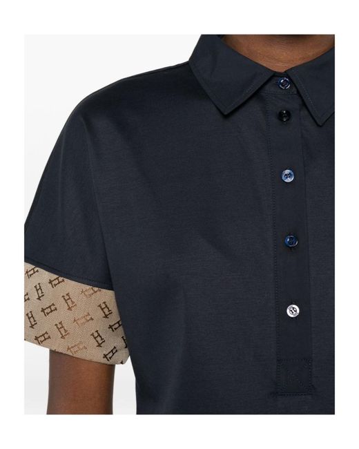 Herno Blue Jacquard Trim Polo Top