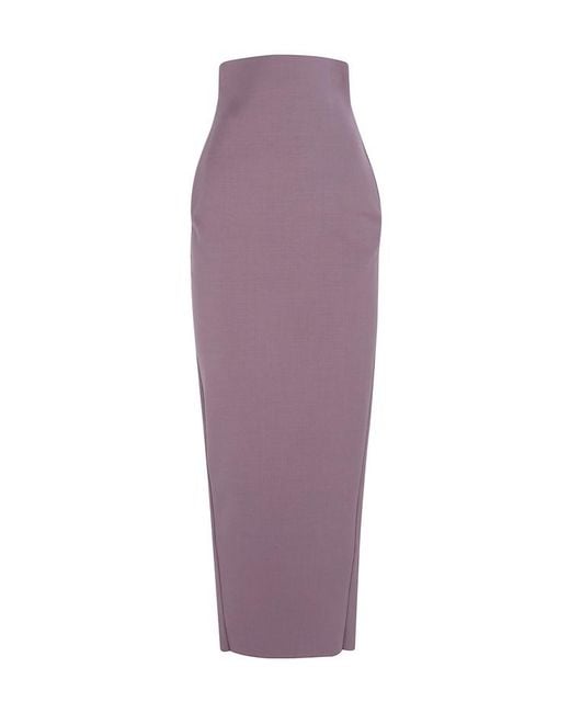 Rick Owens Purple Zipped Raw-Hem Maxi Skirt