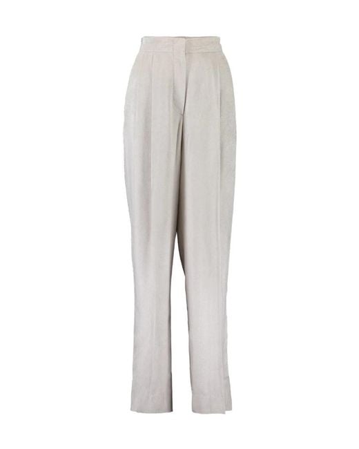 Brunello Cucinelli Gray High-Rise Wide-Leg Trousers
