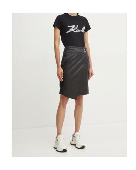 Karl Lagerfeld Black Faux-Leather Mini Skirt