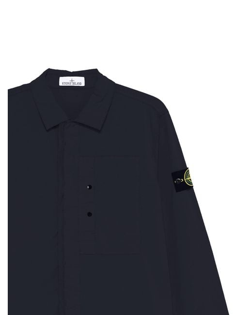 Stone Island Blue Compass Patch Long-Sleeved Jacket for men