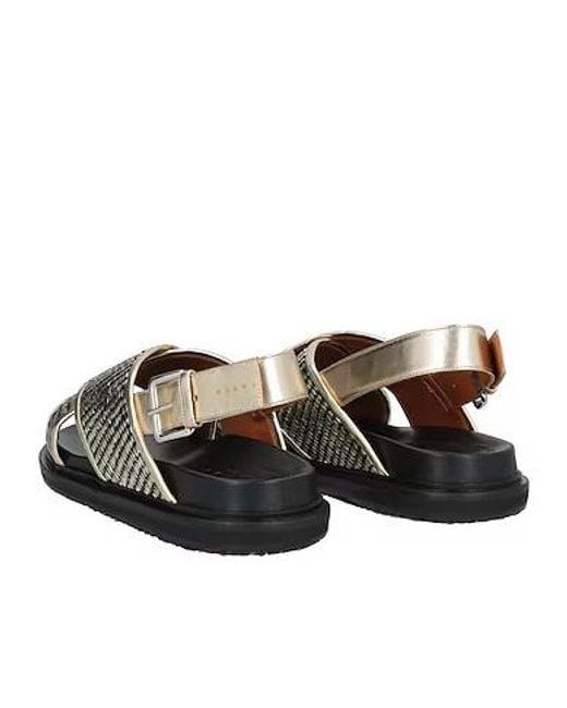 Marni Brown Two-Tone Backless Sandals