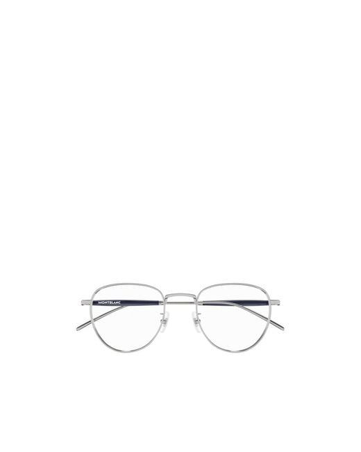 Montblanc White Eyewear Round Frame Glasses for men