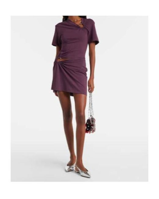 Rabanne Purple Cutout Cotton-Blend Jersey Minidress