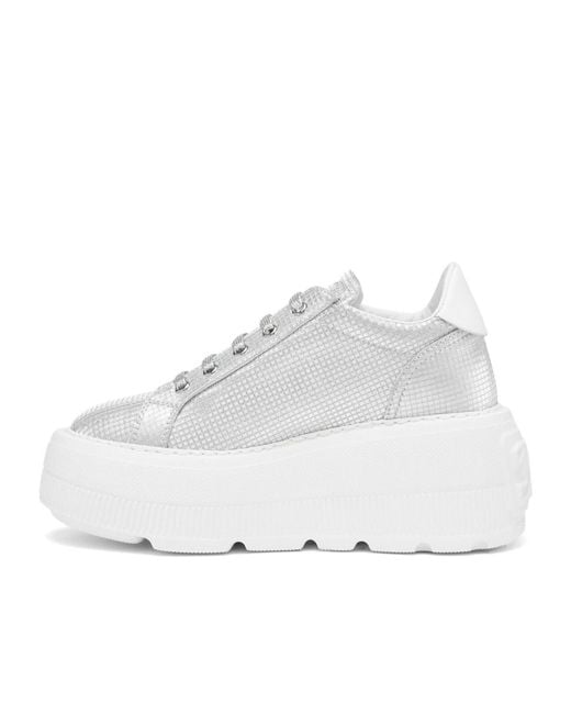 Casadei White Nexus Metallic Leather Sneakers