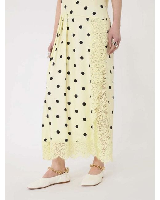 Sportmax Metallic Elegant Polka Dot Silk Twill Mini Dress With Pleated Motif